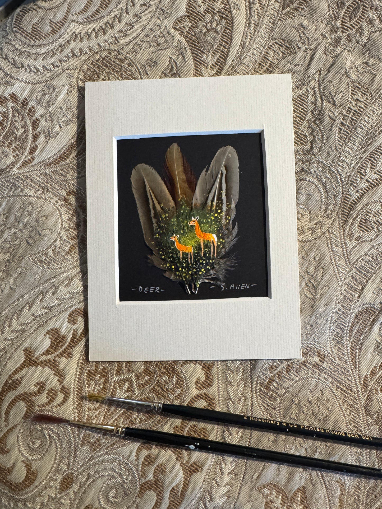 Roe Deer Feather Painting Stephen Allen