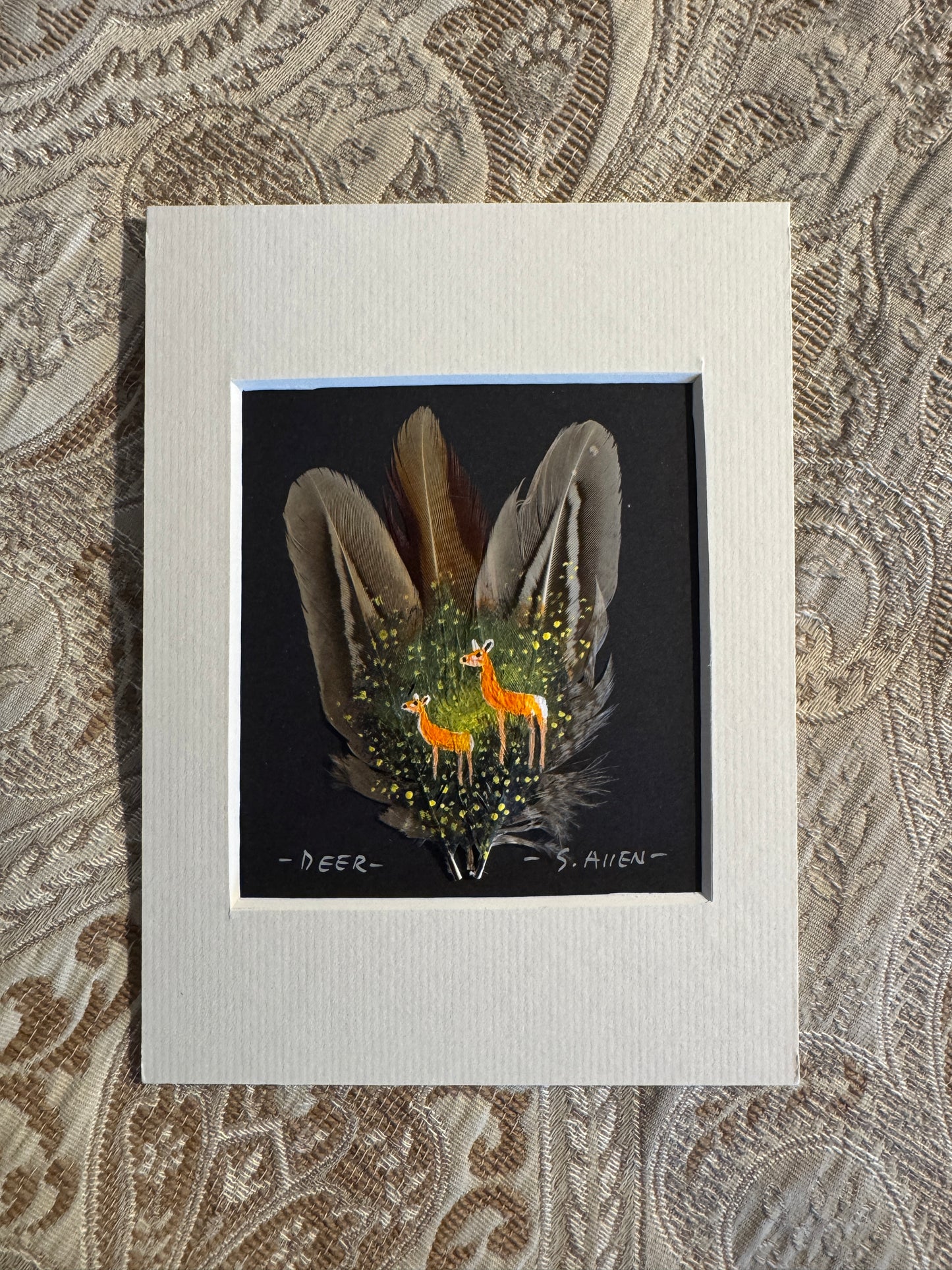 Roe Deer Feather Painting Stephen Allen