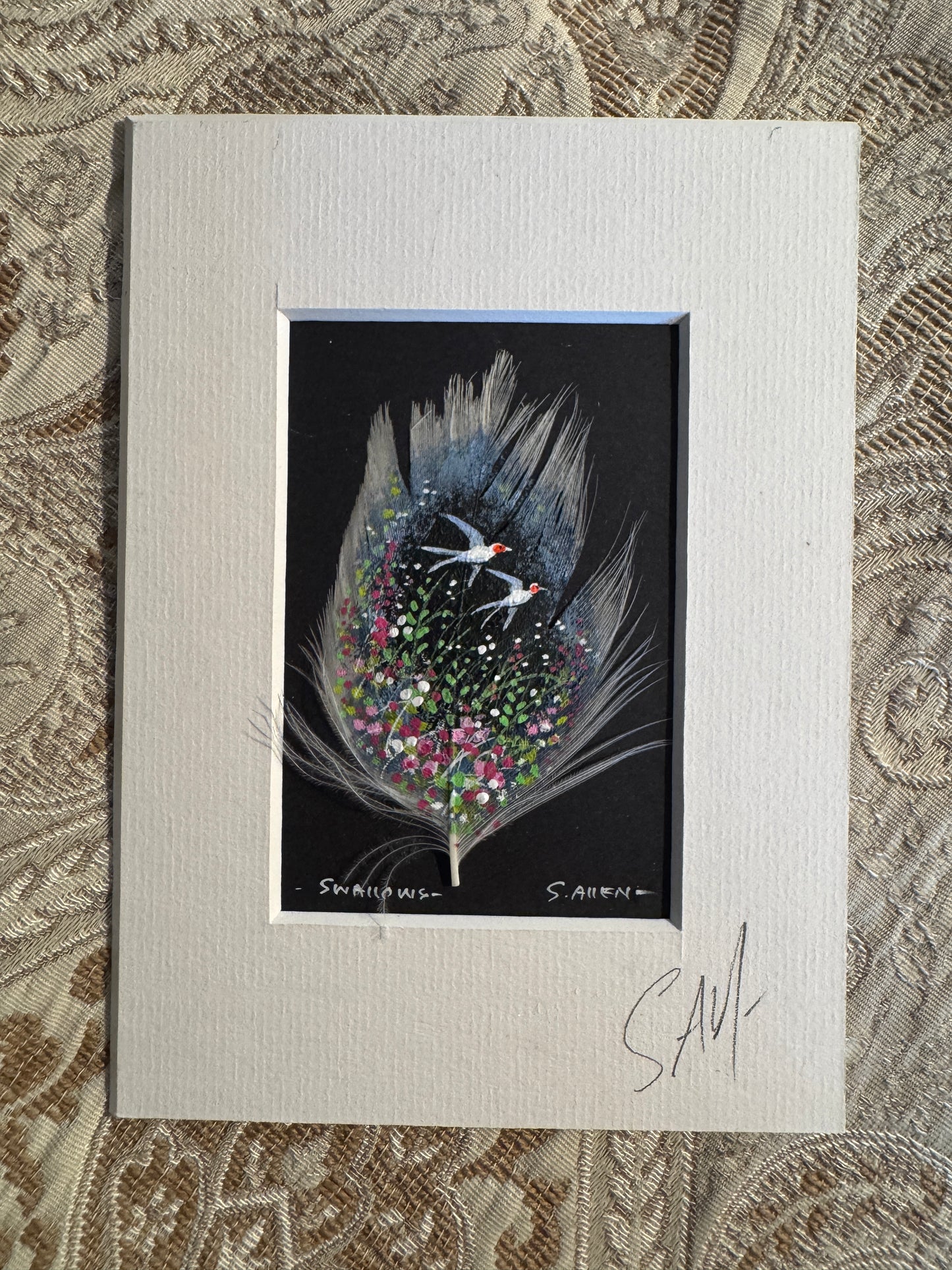 Swallows Feather Painting by Stephen Allen