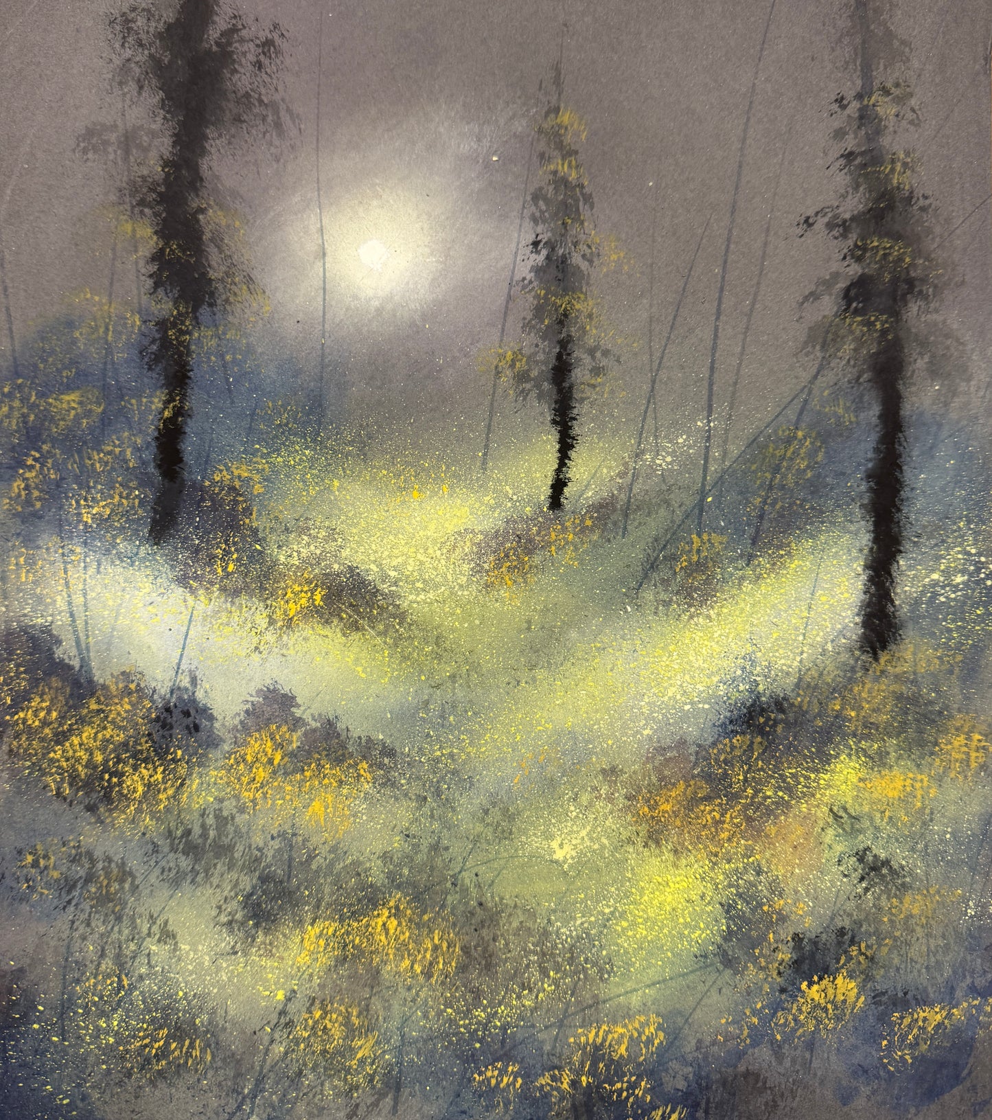 Wood at Night Original Painting by Stephen Allen