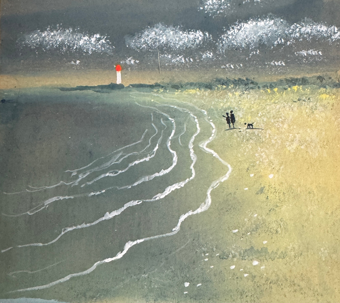 Little Beach Scene Watercolour painting by Stephen Allen