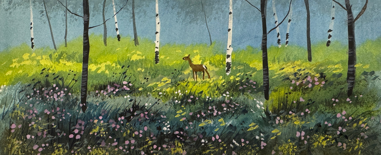 Spring Deer Watercolour painting by Stephen Allen