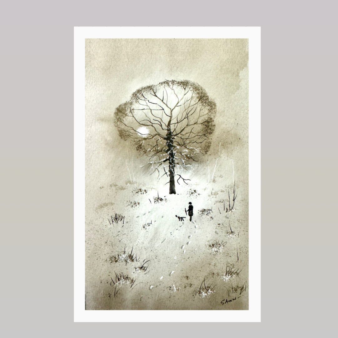 Original watercolour painting Old Oak Tree by Stephen Allen