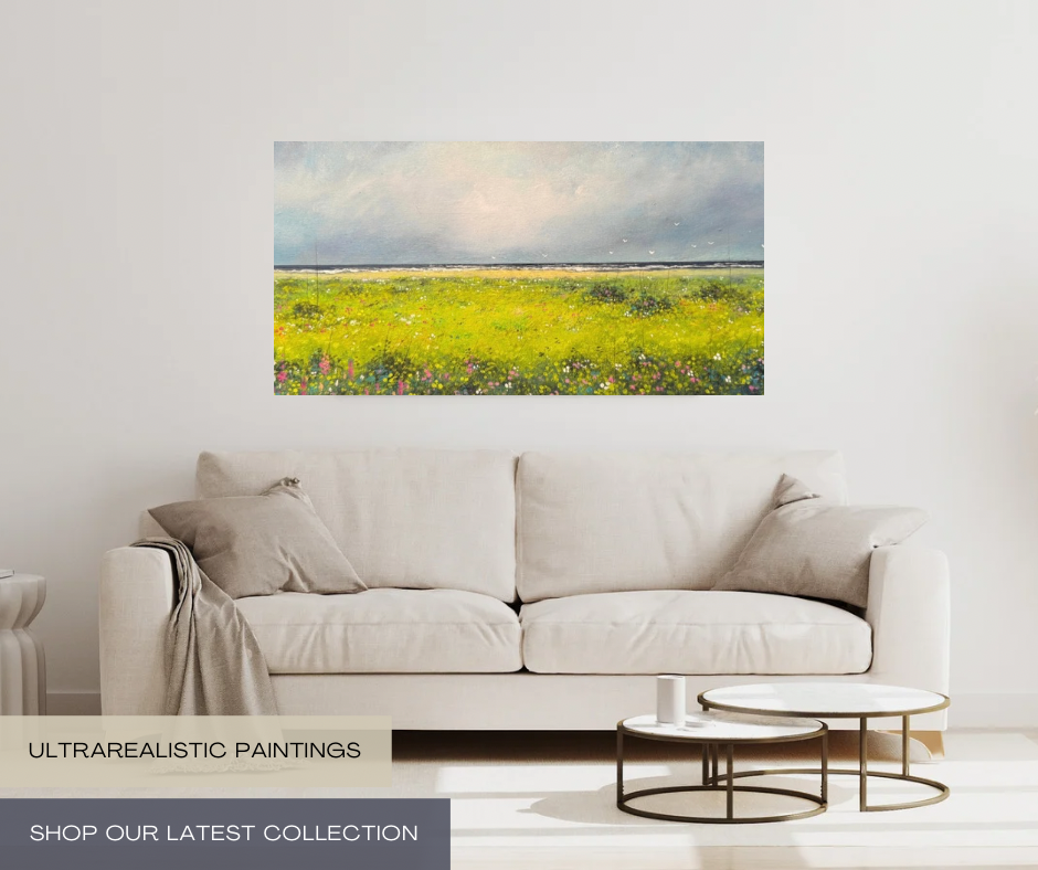 Original Canvas Painting Seaside Flowers Stephen Allen