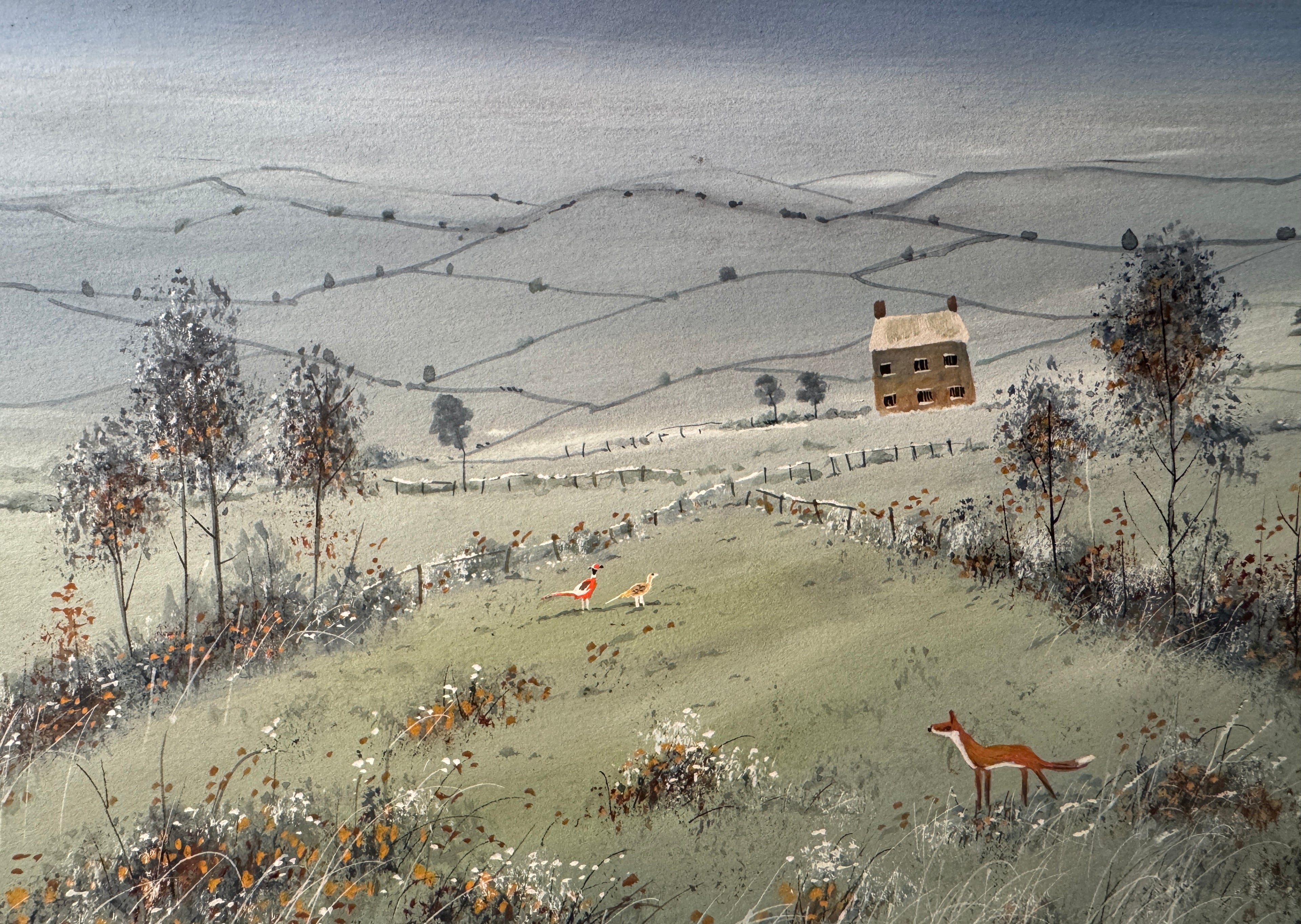 Frosty farmland original painting