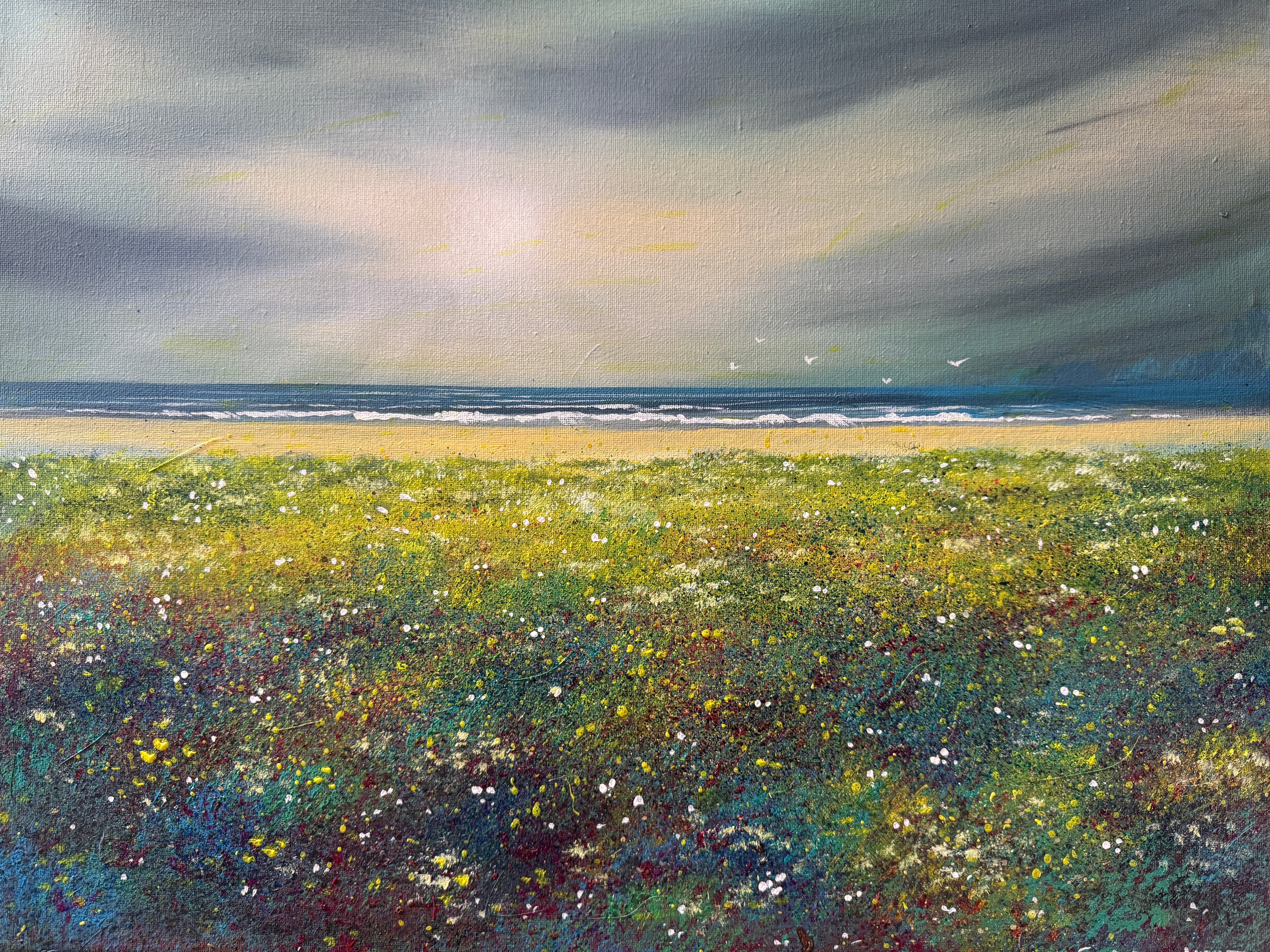 Original acrylic Painting Marsh Flowers Stephen Allen.