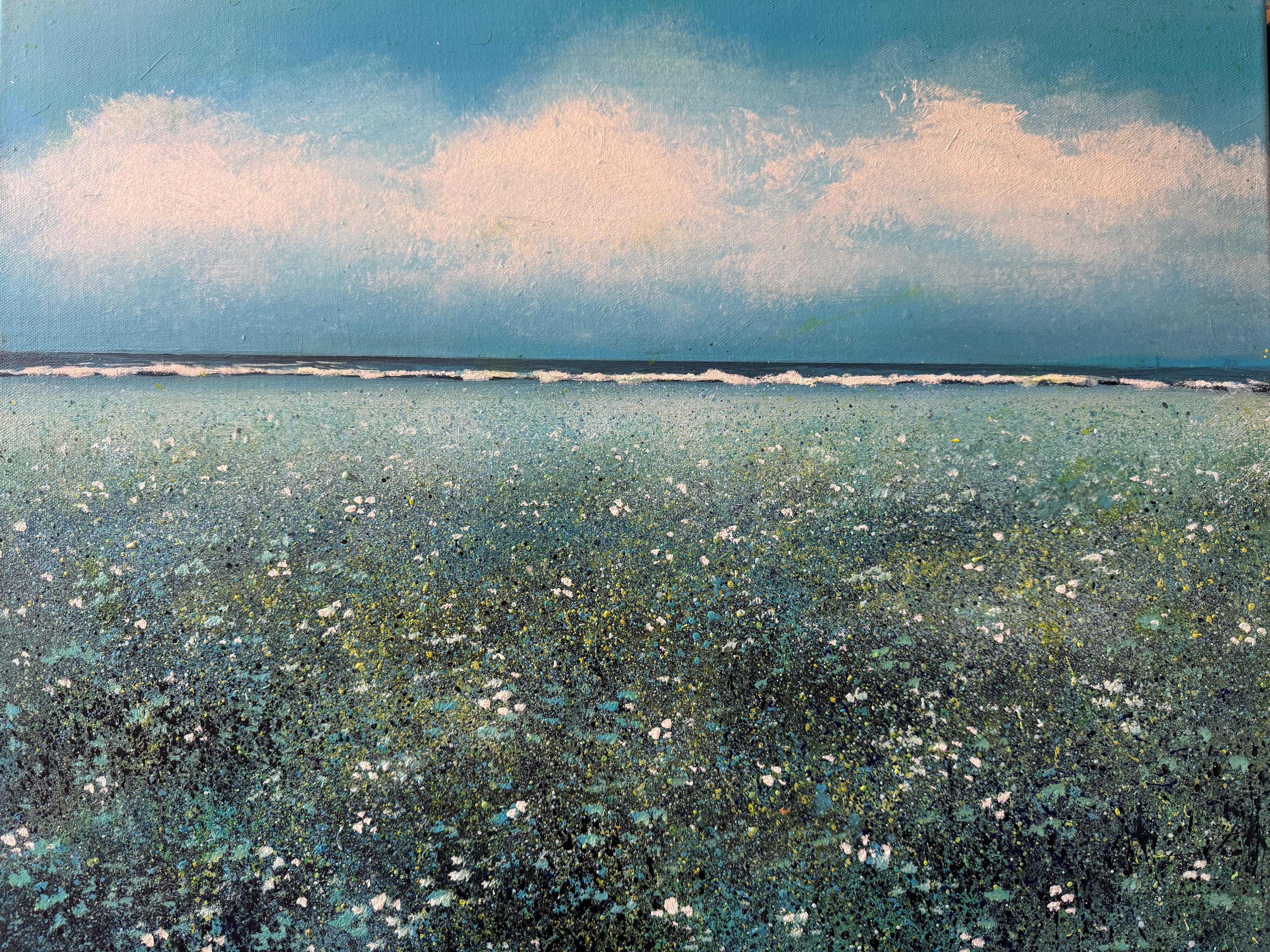Original acrylic Painting Flowers by the Sea  Stephen Allen.