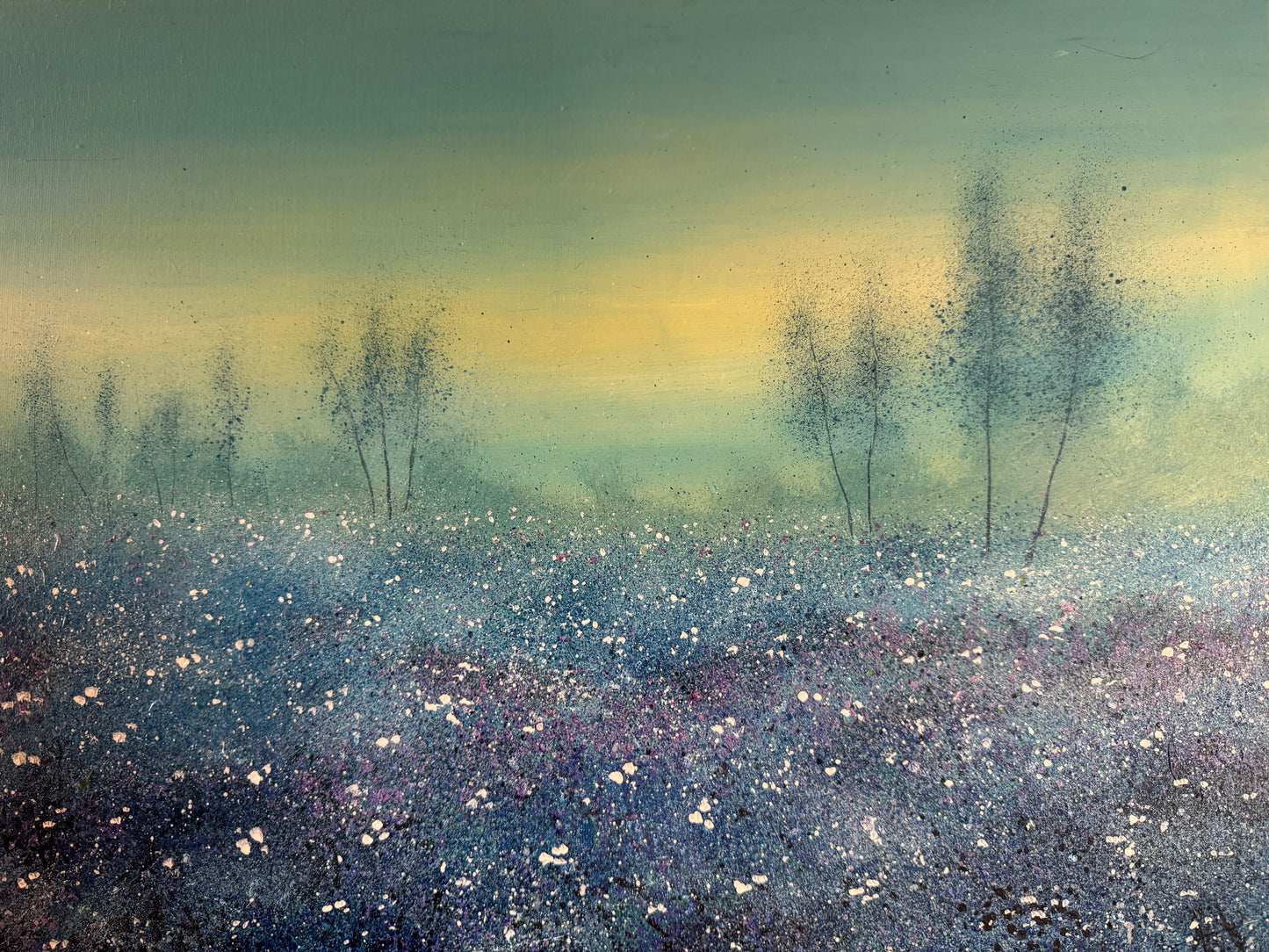 Original acrylic painting Pink and Purples Stephen Allen.
