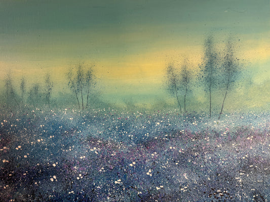 Original acrylic painting Pink and Purples Stephen Allen.