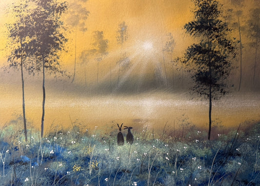 Bluebells and Hares Signed Limited edition Print by Stephen Allen