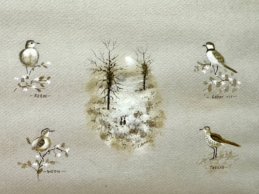 Moonlight  Wildlife Original watercolour painting by Stephen Allen ) (Copy)