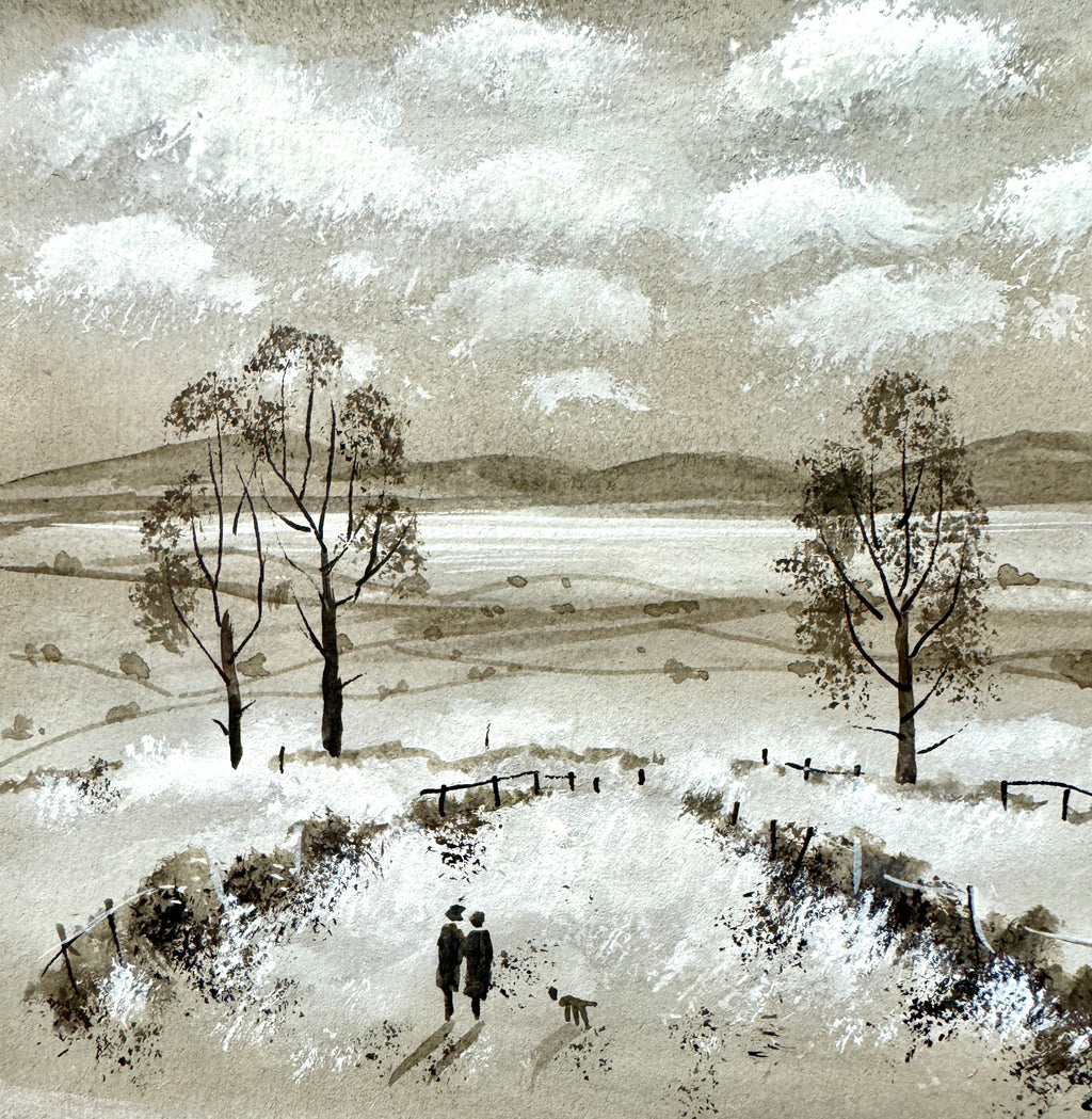 Walk the Dog Watercolour painting by Stephen Allen