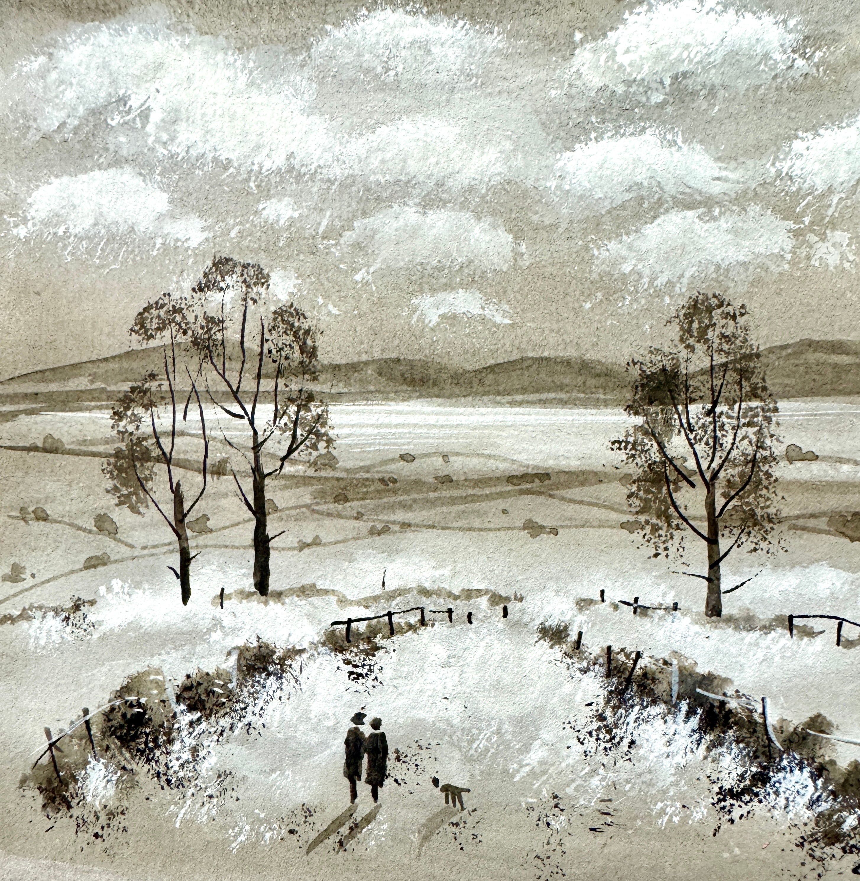 Walk the Dog Watercolour painting by Stephen Allen