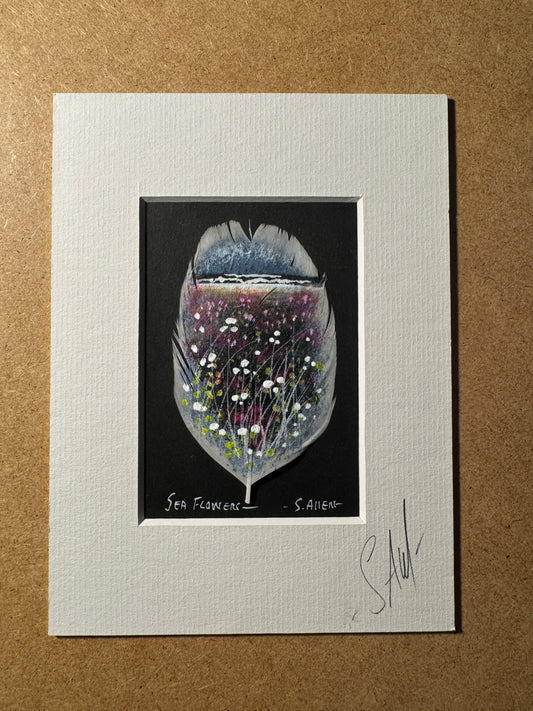 Seaside Flowers Feather Painting by Stephen Allen