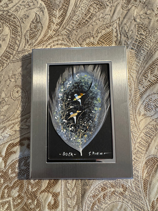 Teal Duck Feather Painting  Stephen Allen