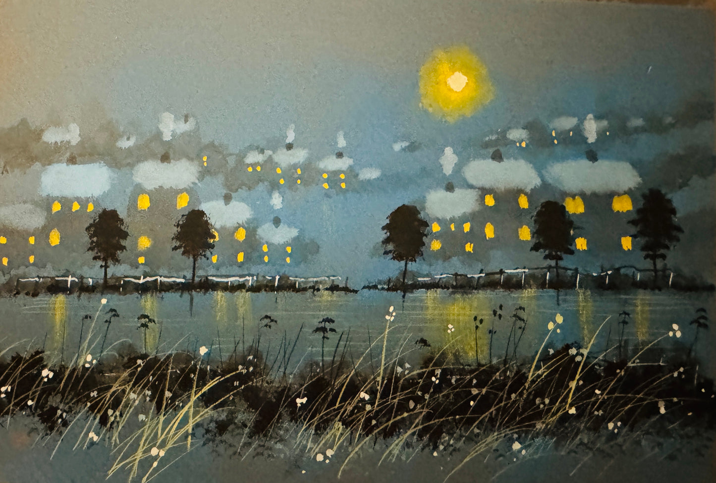 Village Pond Original painting by Stephen Allen