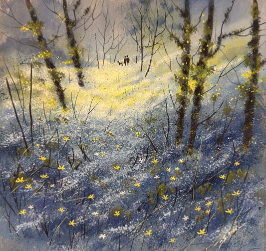 Original watercolour Walk in the Forest painting by Stephen Allen