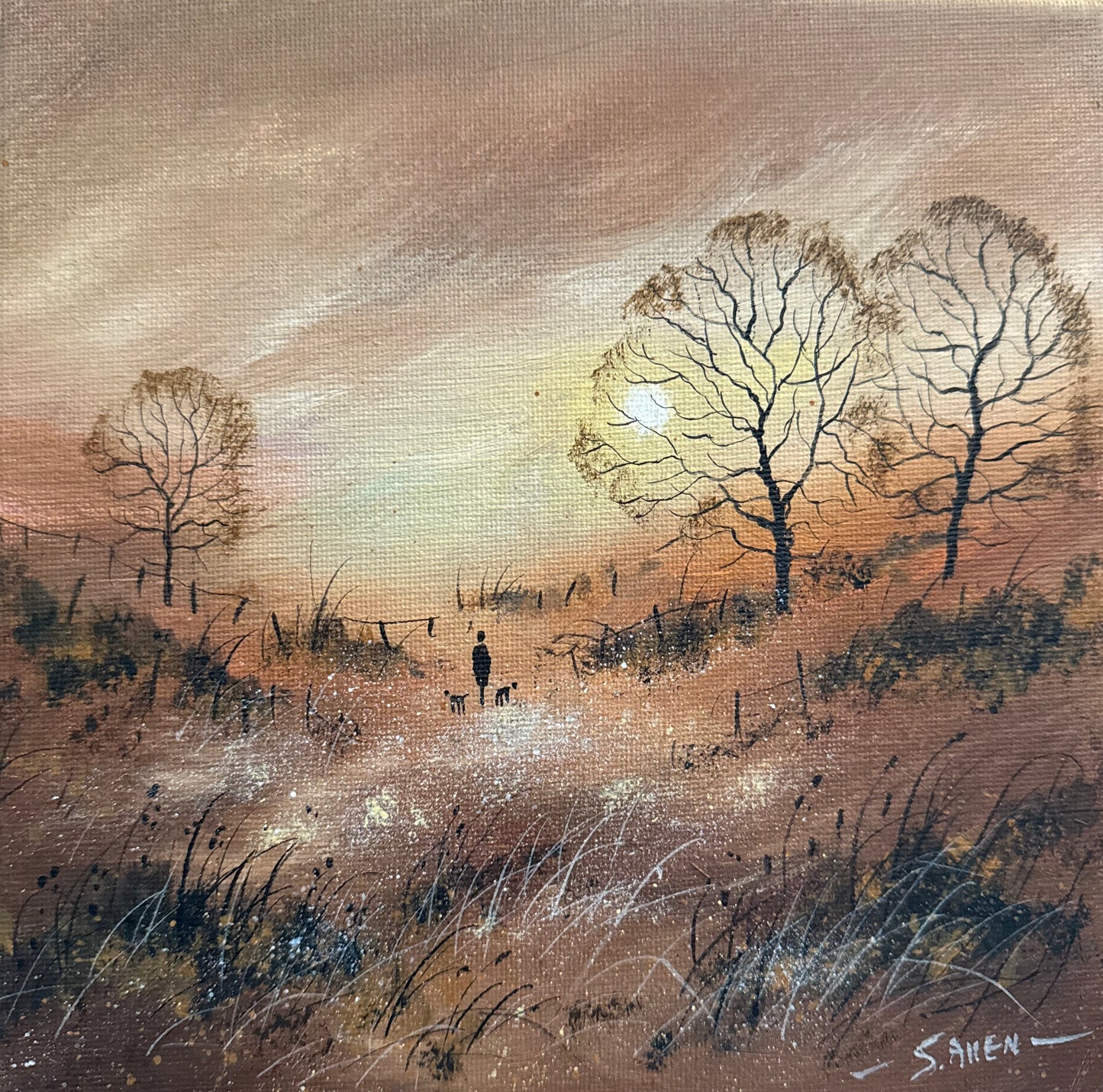 Original acrylic painting ‘Autumn Walk ‘by Stephen Allen