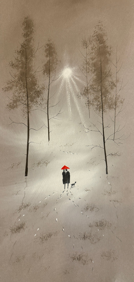 Red Umbrella Original painting by Stephen Allen