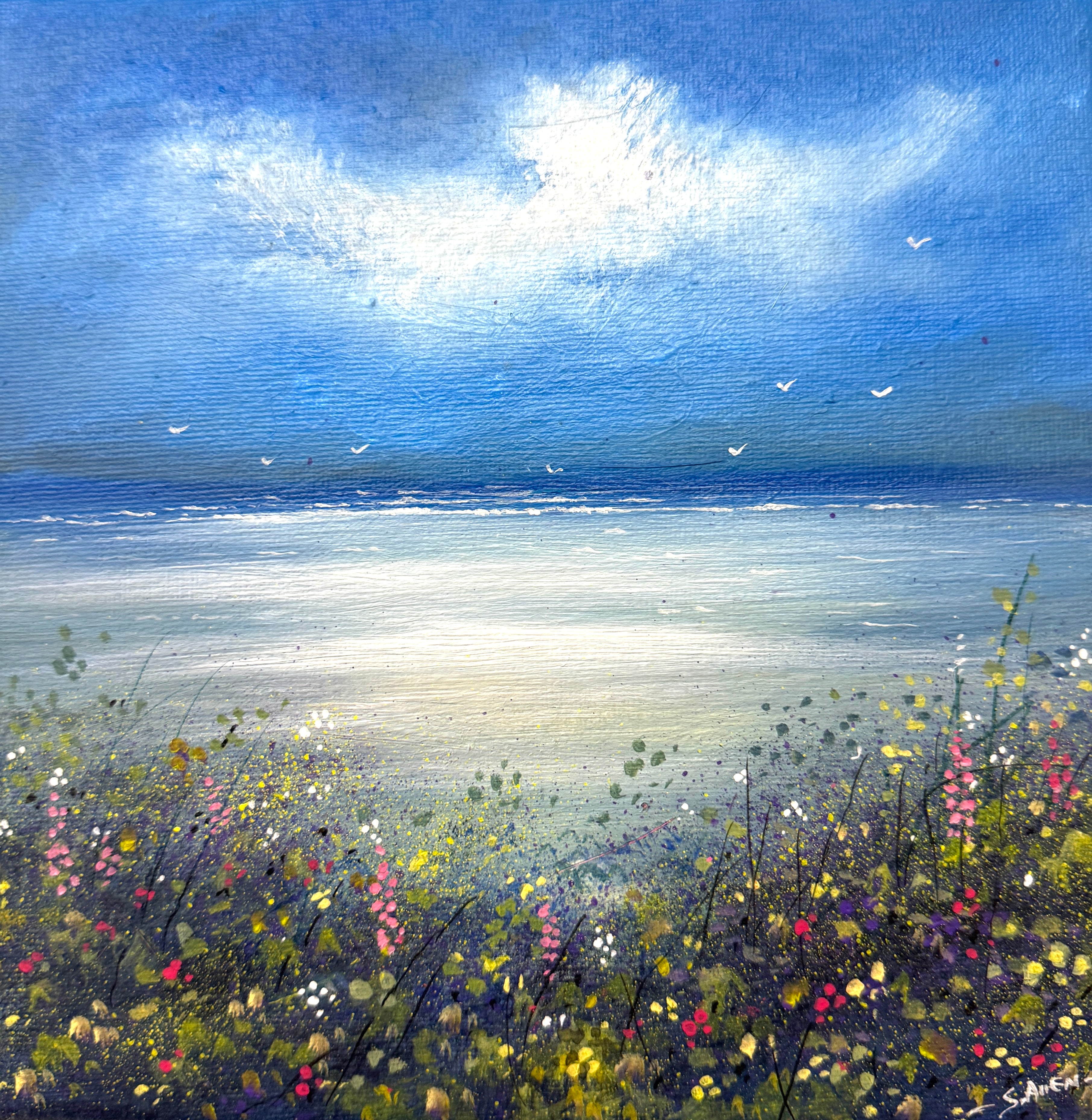 Blue Water Acrylic Painting by Stephen Allen.