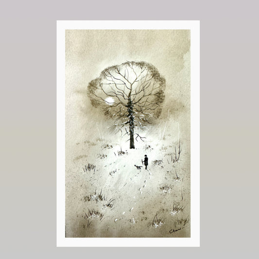 Original watercolour painting Old Oak Tree  by Stephen Allen